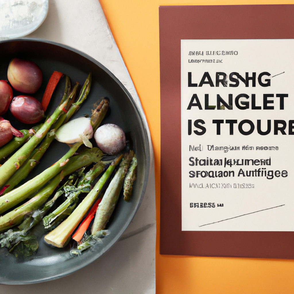 Artful flatlay of seasonal vegetables, a skillet, and recipe notes